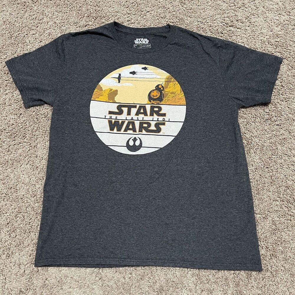 Star Wars Shirt Mens Large Grey The Last Jedi BB-8 Circle Desert Badge Fifth Sun